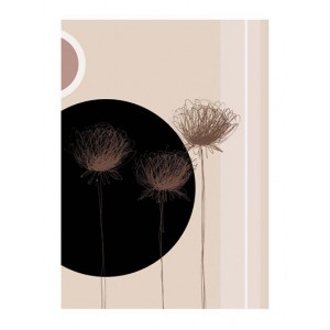 Three Dandelions on Black Circle (08379)